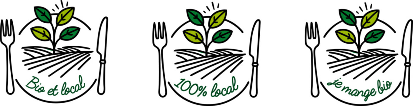 Logo assiette : je mange bio, acheter local !