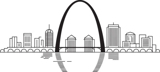 Obraz premium St. Louis Skyline Silhouette Vector Illustration for Cityscape and Travel Designs