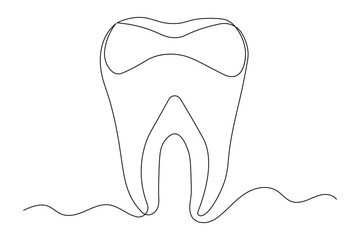 Teeth isolated abstract one line drawing minimalist outline simple illustration