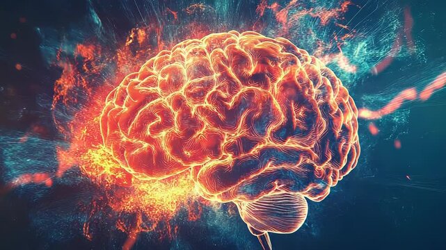 Human brain exploding with creative energy and ideas