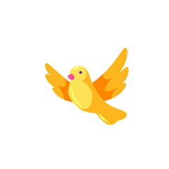 Bright yellow bird with orange wings flying against a plain background, symbolizing freedom