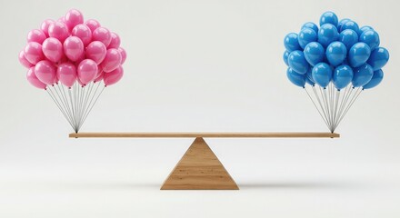Achieve balance between pink and blue with this conceptual illustration, perfect for gender equality campaigns, family planning resources, and childcare promotions