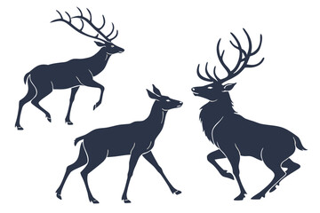 Deer Silhouette Bundle on White
