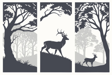 Forest Deer Shadow Illustrations
