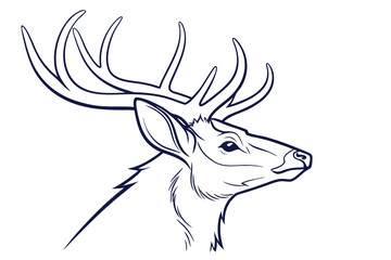 Minimalist Deer Head Outline Clipart
