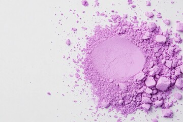 Obraz premium Purple powder pigment creating cosmetic texture and vivid makeup color, scattered on clean background for beauty or art surfaces