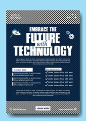 Embrace the future with technology event poster featuring futuristic design and technological advancements