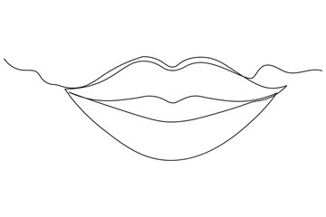 One line drawing abstract lips isolated minimalist outline clean simple art design