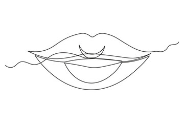  One line drawing lips abstract minimalist style isolated clean outline illustration