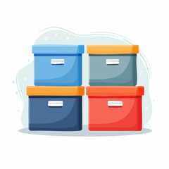 Four Colorful Storage Boxes Stacked