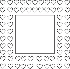 Decorative Heart Square Frame Silhouette | Black Vector Design