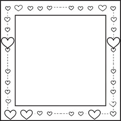 Decorative Heart Square Frame Silhouette | Black Vector Design