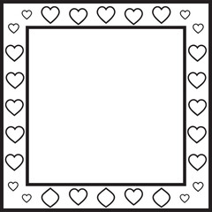 Decorative Heart Square Frame Silhouette | Black Vector Design