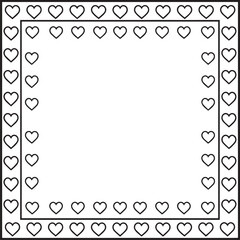 Decorative Heart Square Frame Silhouette | Black Vector Design