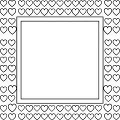 Decorative Heart Square Frame Silhouette | Black Vector Design
