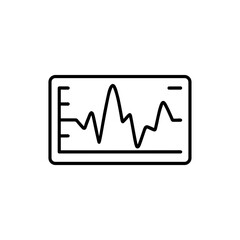Line graph displaying fluctuating data trends on digital screen  