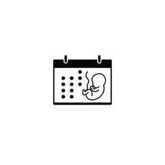 Pregnancy calendar icon isolated on white background for tracking baby due date