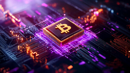 Cryptocurrency Microchip Futuristic Digital Currency Technology Concept