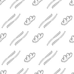 doodle food and beverage seamless pattern. food background