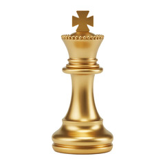 A high-quality photograph of a golden chess king piece against isolated on a transparent background.   
