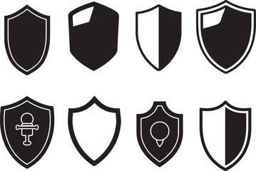 Collection of black shields silhouette