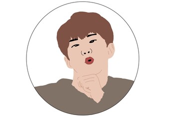 Cartoon Man Singing with Hand as Imaginary Microphone