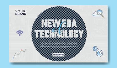 Modern digital abstract background with futuristic text new era technology and subtle graphic elements