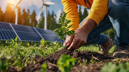 Planting a Sapling Cultivating a Sustainable Future with Renewable Energy