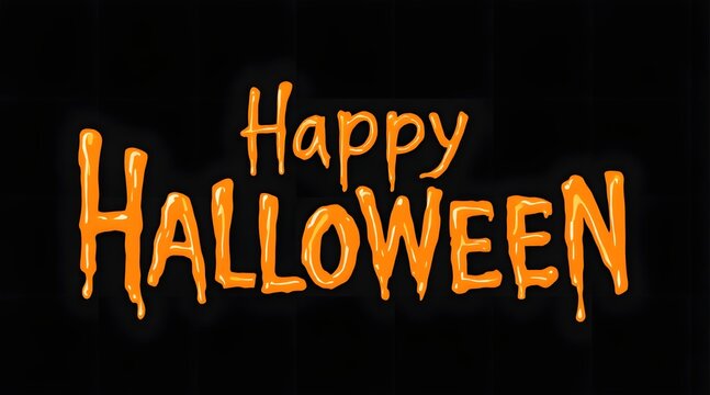 Happy halloween text with dripping effect