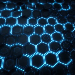 Glowing Blue Hexagons - Abstract Technology Background