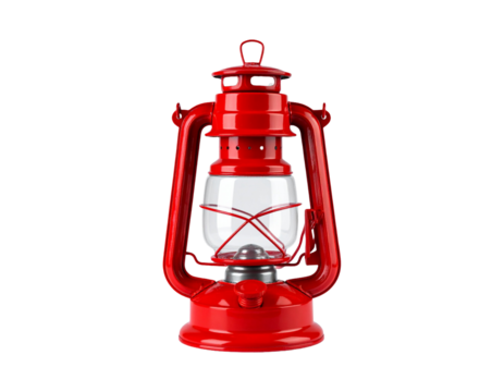 Old red lantern on png background