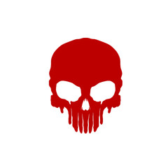 Red skull graphic design symbolizing danger, rebellion, and the macabre in a minimalist style