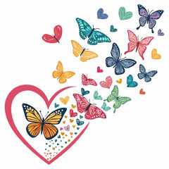 set of colorful butterflies