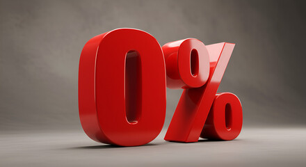 Zero Percent Interest Rate Concept with Bold Red Symbol on Neutral Background