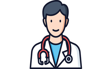 Fototapeta premium Friendly Doctor Illustration with Stethoscope and White Coat
