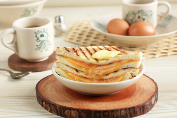 Toast with Kaya Jam and Butter for Breakfast