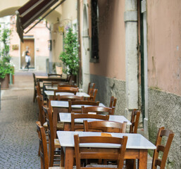 Outside a typical Italian restaurant in sarzana