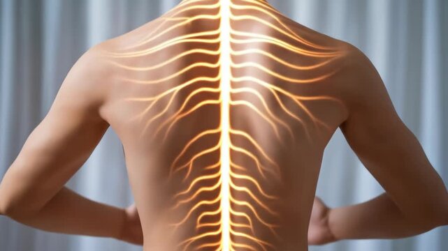 Visualisation of the human nervous system extending from the spine to 