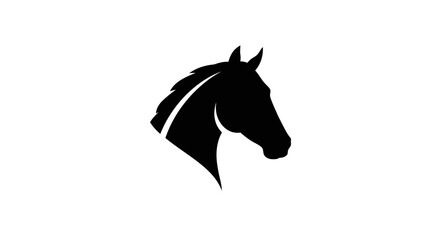 Elegant black silhouette of a horse s head with a flowing mane against a clean white background symbolizing strength and grace