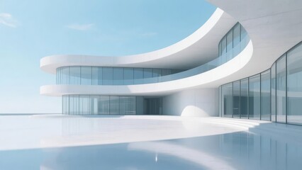 Modern Curved Building with Reflective Glass Facade