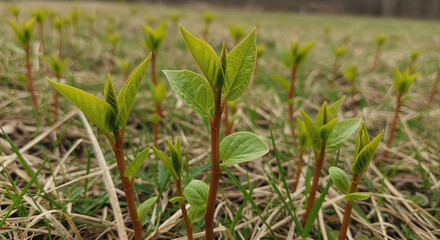 Obraz premium Lush Green Spring Shoots Emerging from Grass sprout plant plants