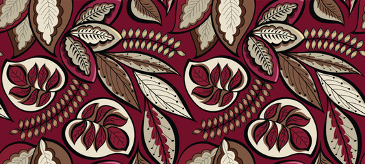 Seamless tropical pattern design. Hand draw abstract exotic pattern design.
