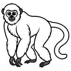 Silvery gibbon line art vector