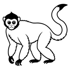 Silvery gibbon line art vector