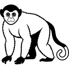 Silvery gibbon line art vector