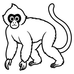 Silvery gibbon line art vector