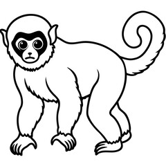 Silvery gibbon line art vector