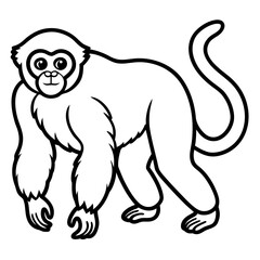 Silvery gibbon line art vector