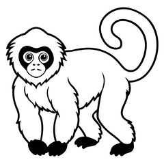 Obraz premium Silvery gibbon line art vector
