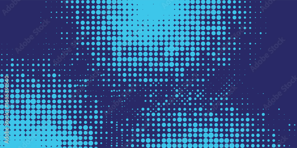 Wall mural halftone gradient pattern vertical vector illustration. blue dotted halftone texture. pop art light 